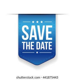 Save the date blue ribbon