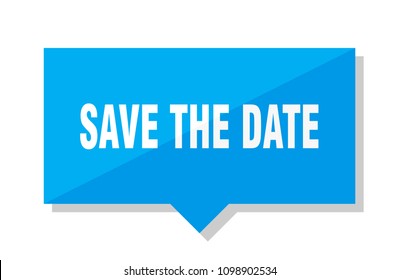 Save The Date Blue Square Price Tag