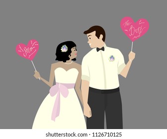 Save the date, Bride And Groom,  vector illustration