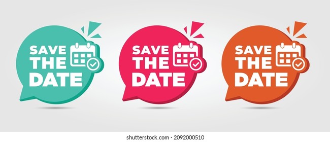 Save The Date Bundle. Flat Vector Illustration With Calendar Icon On White Background