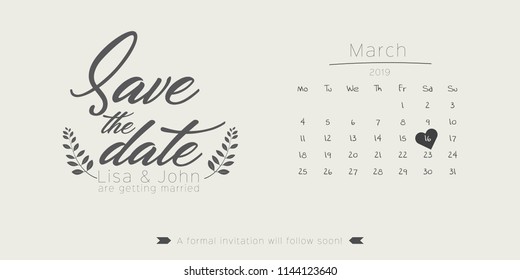 Save the date calendar invitation