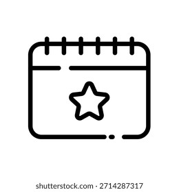 Guardar Fecha, calendario con estrella - icono de Vector de línea