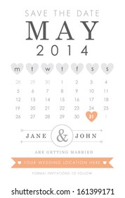 Save The Date Calendar Style Invitation