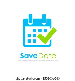 Save the date, calendar vector logo isolated on white background