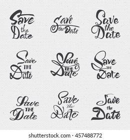 Save the date - calligraphic lettering badge label for design invitation