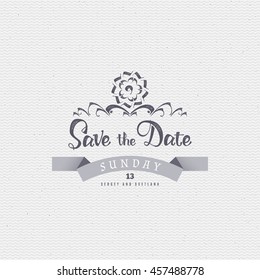 Save the date - calligraphic lettering badge label for design invitation