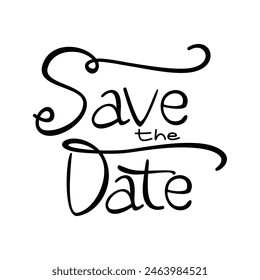 Guardar el diseño de caligrafía de fecha. Ilustración vectorial de carta de invitación de boda.