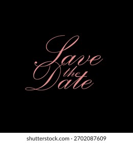 Save the date calligraphy icon isolated on black background