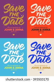 save the date calligraphy, invitation, set of four cards