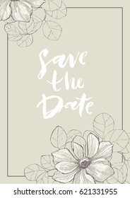 Save the date card with anemone