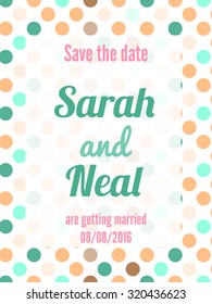 Save the date card with circles background. Stock vector.