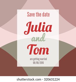 Save the date card with circles background. Stock vector.