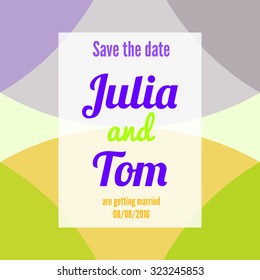 Save the date card with circles background. Stock vector.