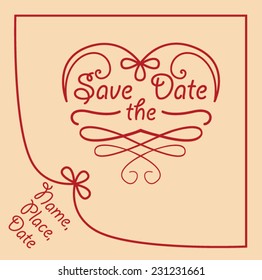 Save the date card design with unusual heart element