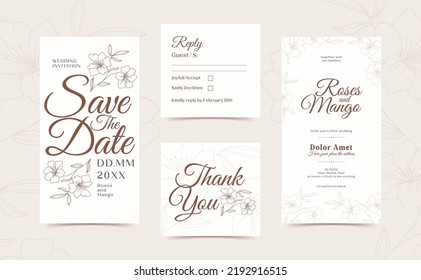 Guarda el diseño de la tarjeta de fecha. Plantilla de ornamento de invitación de boda. Ilustración vectorial decorativa.