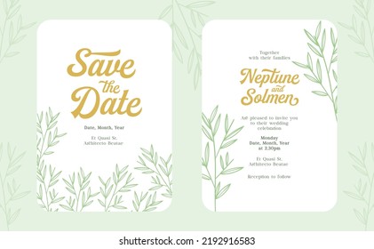 Save the date card design. Wedding invitation ornament template. Decorative vector illustration.