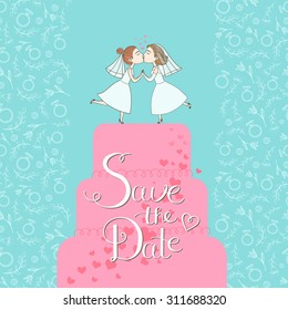 Save the Date card. Hand drawn vector illustration.