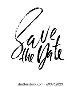 Save the date card. Hand drawn wedding calligraphy. Modern brush calligraphy. Hand drawn lettering background. Vector ink illustration.
