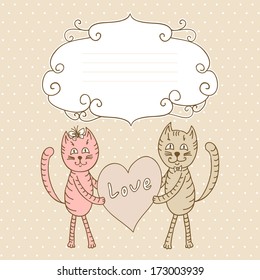 save the date card with lovers cats