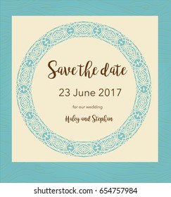 Save the date card. North folklore motives. Paper or laser cutting template