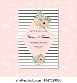 save the date card with pretty florals