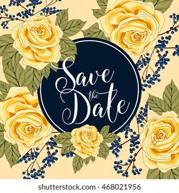 Save the date card with roses