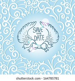 Save the date card, seamless swirl pattern, wedding invitation