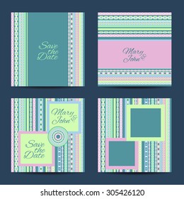 Save the date card set. Vintage wedding invitation design in vector format