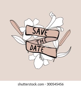 Save the date card. Stylish design. Floral composition.