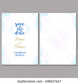 Save the date card template in elegant style. Wedding invitation, baby shower, menu, flyer, banner template with floral background.