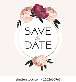 Save the date card template, floral pattern