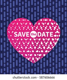 Save the date card template, invitation with text on heart
