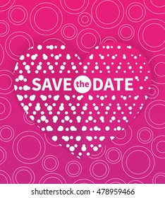 Save the date card template, wedding invitation, text on heart