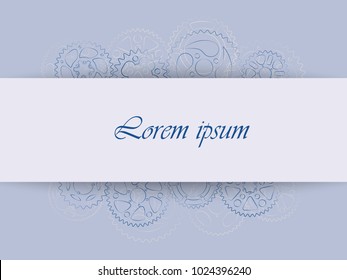 Save the date card or thank you card. Trendy wedding invitation design template with violet colors and gears contour. Elegant vector postcard illustration with cogs and wheels background.