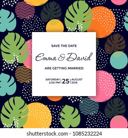 Save the Date Card - Tropical design with hand drawn elements