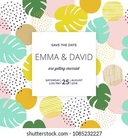 Save the Date Card - Tropical design with hand drawn elements