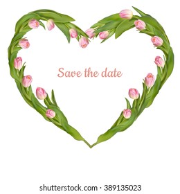 Save the date card with tulip. EPS 10 vector file included