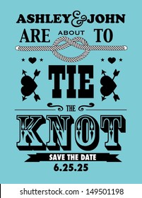 Save the Date Card With Tying of the Knot Design