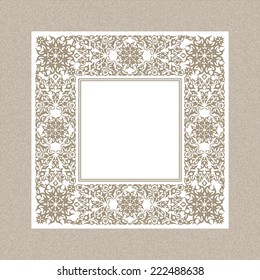 Save the date card in Victorian style. Vintage floral frame in pastel colors. Template decor for greeting card and wedding invitation. Ornate  border in arabic motif. Vector illustration