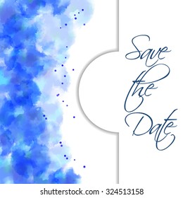 "Save the date" card with watercolor background. Wedding invitation. Vector illustration