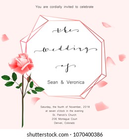 Save the date card, wedding invitation, greeting card with beautiful flowers and letters