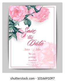 Save the date cards with roses. Can be used for wedding invitation, birthday card, invitation card Vector template