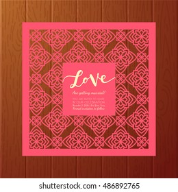 Save the date cards. Template for Laser cutting vintage pattern. Wedding invitations, bridal shower, baby shower, birthday, bachelorette party, party. Floral decorative ornaments. Vector design