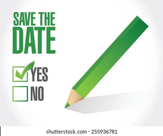 save the date check mark illustration design over a white background