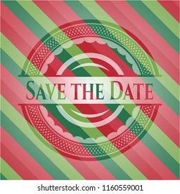 Save the Date christmas colors style badge.