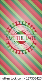 Save the Date christmas colors style badge.