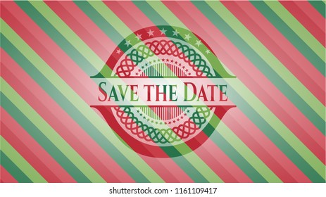 Save the Date christmas emblem background.