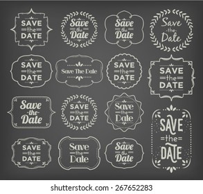 Save The Date - Collection Of Calligraphic And Typographic Premium Quality Vintage Design (White Word Art on Blackboard)