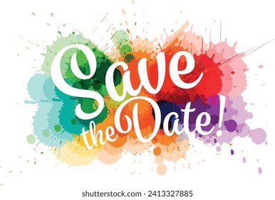 Save the date with color splashes