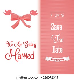 Save the date colorful card design, vector graphic.